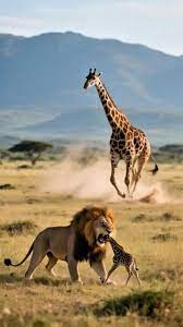 Giraffe Protects Cub by Stamping on Lion | TikTok