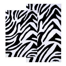 Black And White Bath Rug Set Chesapeake Merchandising Zebra Black And White 21 In X 34 In And 24 In X 40 In 2 Piece Bath Rug Set 26709 Bath Mat Sets Bathroom Rug Sets Bath Rugs