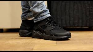 The iconic men's nike air huarache run ultra running sneaker is back and better than ever, as it brings back the iconic huarache fit with a featherweight feel. Onfeet Nike Air Huarache Run Ultra Triple Black Youtube