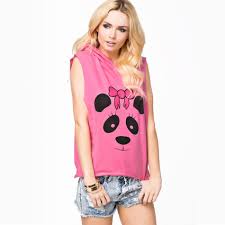 Check spelling or type a new query. Ete 2016 Nouvelles Femmes De Mode Tops Panda Imprimer Sans Manches T Shirts Avec Capuche Casual Rose T Shirt St2324 Aliexpress