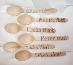 Captain Hook Tinkerbell Peter Pan Wood Spoons 18 Hand Stamped Words Custom Favors Ice Cream Spoons Eco Friendly 9 Peter Pan Peter Pan Party Nail Kit Gift
