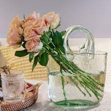 Modern dining table flower arrangements. Buy Glass Flower Vases For Centerpieces Floral Contemporary Big Bag Style With Handle Light Green Flower Bud Arrangement Vases Fish Bowl For Dining Table Home Events Decor Online In Indonesia B08v8hgc6z