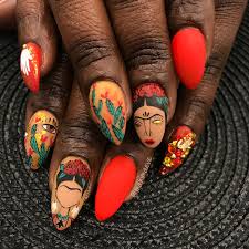 Recreate These Frida Kahlo Inspired Nails At Your Next Salon Appointment Mexican Nails Minimalist Nails Best Acrylic Nails
