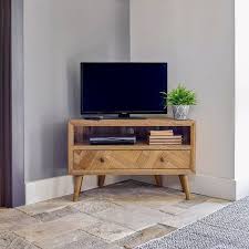 Parquet Mid Century Corner Tv Unit Oak Furnitureland Corner Tv Unit Oak Corner Tv Unit Living Room Tv Stand