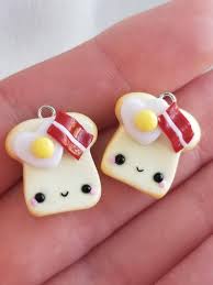 Pre Order Kawaii Bacon And Egg Toast Charm Polymer Clay Charm Progress Keeper Knitting Notion Stitch Marker Kawaii Charm Kawaii Toast Easy Polymer Clay Polymer Clay Kawaii Polymer Clay Creations