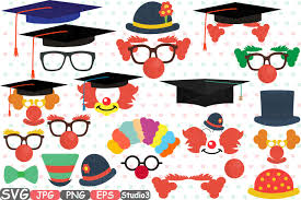 Download Graduation Circus Photo Booth Props Svg Silhouette Costume Cutting Files Monogram Clipart Bunting Digital Svg Eps Png Jpg Vinyl Sale Halloween Mask Clown 229s By Hamhamart Thehungryjpeg Com