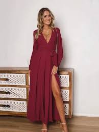 Solid Color Long Sleeve Deep V Neck Wide Leg Suits Wide Leg Jumpsuit Beautiful Maxi Dresses Fashion