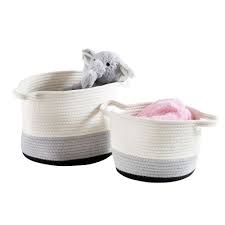 Available in three sizes, this set of baskets provides endless storage options for any room of the house, and the hinged lid keeps contents out of sight. Honey Can Do Nesting Cotton Rope Storage Basket Set Black Ombre