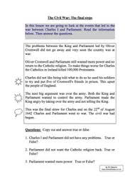 Short Term Causes Of The English Civil War Year 8 Study Worksheet Algebra Worksheets Math Worksheets Pearson Education