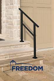 These attractive and safe handrails meet most building codes, military and insurance company specifications. Freedom Heathrow 4 Ft X 1 5 In X 33 In Matte Black Aluminum Deck Handrail Kit Assembled Lowes Com Outdoor Stair Railing Front Porch Steps Aluminum Handrail