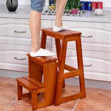 Giantex 3 Tier Folding Step Stool Multi Functional Ladder Chair Wood Step Stool Folding Step Stool Step Stool
