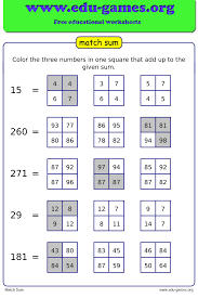Match Sum Puzzles Are A Great Way To Practice Math Skills Combined With Logical Thinking Logical Thinking Math Worksheet Maker