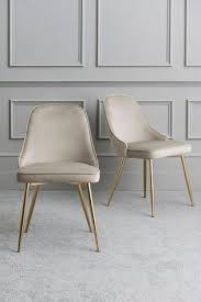 Buy Set Of 2 Skyla Dining Chairs With Brass Legs From The Next Uk Online Shop In 2020 Dining Chairs Gray Dining Chairs Fabric Dining Room