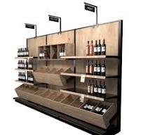 Commercial Wine Rack Wood Gondola Wall Display With 14 Shelves 12ft