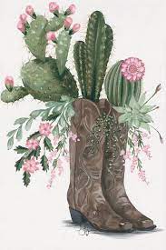 Family owned since 1979 florida's western outfitter. Cactus Boots Paper Print Etsy Cactus Paintings Cactus Painting Canvas Prints
