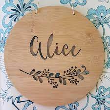 Floral Personalised Wooden Wall Door Hanging Wall Hanging Kids Door Sign Custom Name Kids Gift Baby Gift Lasercut Plaque Nursery Decor Diy Wood Signs Wooden Name Signs Gifts