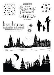 Download Winter Landscape Clear Stamp Pack A6 Clear Stamps With Winter Etsy Christmas Landscape Landscape Silhouette Clear Stamps