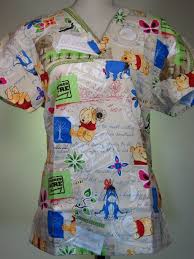 Caringplus Scrub Top Winnie The Pooh Hundred Acre Wood Beige Caringplus Scrubs And Uniforms Workwear Clothing For Nurses Caregivers And Other Healthcare
