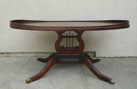 Antique 1920s Oval Mahogany Unmarked Mersman Coffeetable With Harp Lyre Base Mersman Coffee Table Cool Coffee Tables Coffee Table