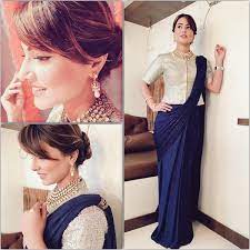 Kashmir Ki Kali These Dreamy Clicks Of Hina Khan Prove That She Indeed Is The Greek Goddess Of Indian Television Long Blouse Saree Saree Gown Most Beautiful Indian Actress