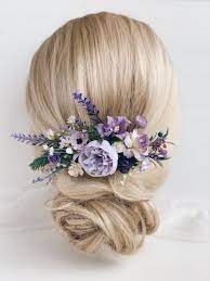 Flower Hair Comb Lavender Hair Comb Wedding Hair Piece Etsy Flower Hair Clips Wedding Flowers In Hair Bridal Hair Flower Clip