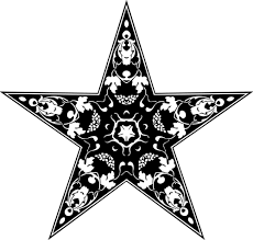 Pola damask tak berjahit vintage abstrak. Hitam Dan Putih Bermotif Bintang Domain Publik Vektor