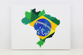 Brazil Painting Original Painting Map Gift Brazil Art Brazil Map Brazil Flag Brazil Gift Map Painting Flag Painting Flag Art