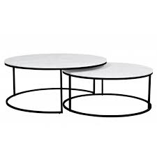 Not available for pickup and same day delivery. Elle Round Nest Marble Coffee Table Set Matte White Black Pre Order