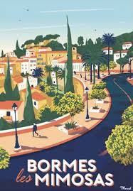 Bormes Les Mimosas Provence Travel Illustration Travel Posters France