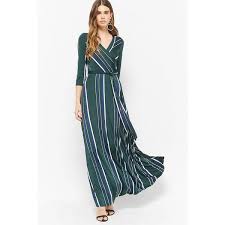 Forever21 Striped Surplice Maxi Dress 38 Liked On Polyvore Featuring Dresses Hunter Green Surplice Long Striped Dress Maxi Dress Maxi Dress With Sleeves