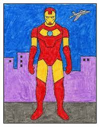 Iron man face drawing with colour. How To Draw Iron Man Art Projects For Kids