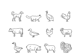 Check spelling or type a new query. Farm Animals Vector Thin Line Icons Set Outline Cow Pig Chicken Ho By Microvector Thehungryjpeg Com