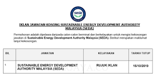 Sustainable energy development authority (seda) malaysia is a seda malaysia chief executive officer (ceo) ybhg. Jawatan Kosong Terkini Sustainable Energy Development Authority Malaysia Seda Kerja Kosong Kerajaan Swasta