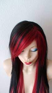 Black Wine Red Wig 28 Straight Layered Hair Side Bangs Etsy In 2021 Black Hair Wigs Long Straight Black Hair Hair Styles