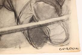 1937 WPA GORDON CHARCOAL "IMPROVISATION-FAT MAN" CARNEGIE INSTITUTE