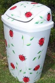 painted trash cans