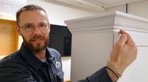 Step 6 fill in the nail divots and joints Installing Crown Moulding On Full Overlay Cabinetry Youtube
