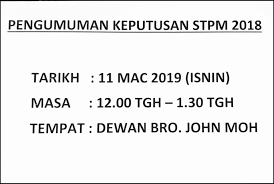 Untuk makluman anda, semakan keputusan stpm 2020 boleh dibuat secara online pada bulan mac 2020. Pengumuman Keputusan Stpm Smjk Sam Tet Ipoh æ€¡ä¿ä¸‰å¾·å›½æ°'åž‹ä¸­å­¦ Facebook