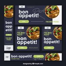 Download Set Of Restaurant Banners With Photo For Free Food Banner Food App Restaurant Advertising