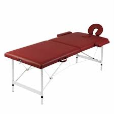 Vidaxl Table De Massage Pliante Lit De Massage 2 Zones Rouge Cadre Aluminium Sac Massage Table Massage Red Cushions