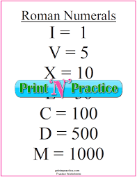 Roman Numerals Chart Roman Numeral Conversion Worksheets