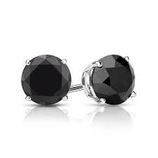 2 00 Carat Black Diamond Stud Earrings 14k White Gold Etsy In 2020 Black Diamond Earrings Studs Black Diamond Earrings Black Diamond Studs