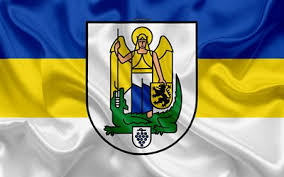 The flag of ukraine is a banner of two equally sized horizontal bands of blue and yellow (constitution of ukraine, article 20). Download Wallpapers Flag Of Jena 4k Silk Texture Blue Yellow White Silk Flag Coat Of Arms German City Jena Thuringia Germany Symbols For Desktop Free Pictures For Desktop Free
