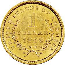 1849 $1 gold type 1 open wreath ms61 ngc. 1849 Open Wreath G 1 Ms Coin Explorer Ngc