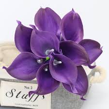 Dark purple flowers for wedding. Wedding Flower Dark Purple Calla Lily Bouquet Eggplant Vanrina