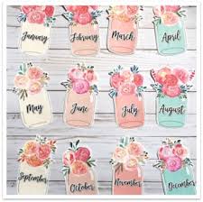 Hanging 3d Birthday Chart For Classroom Floral And Shiplap Birthday Display Birthday Display Class Birthdays Elementary Classroom Decor