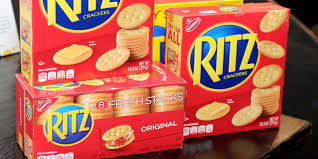 According to the company's web page, ritzcrackers.com, one serving of original ritz crackers — or about five crackers, as stated on the front of the box — contains 80 calories, 40 of which are fat. Ritz And Goldfish Recalls Salmonella In Whey Powder Is The Problem