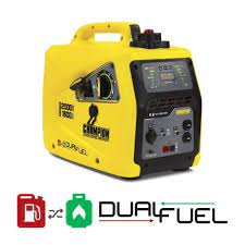 All champion dual fuel generators can start and run on either petrol or lpg (liquid petroleum gas) giving you greater flexibility. 2000 Watt Dual Fuel Inverter Champion Power Equipment