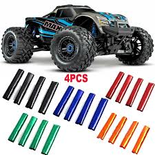Integrated shock guards protect the shafts from rocks, dirt and mud and adds style to your truck. 4pc Rc Car Shock Absorber Damper Cover For 1 10 Traxxas 89076 4 X Maxx 4wd Truck Shopee Malaysia