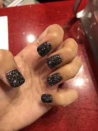 Black Glitter Sns Nails Perfect For Halloween Sns Nails Black Sparkle Nails Black Nails With Glitter